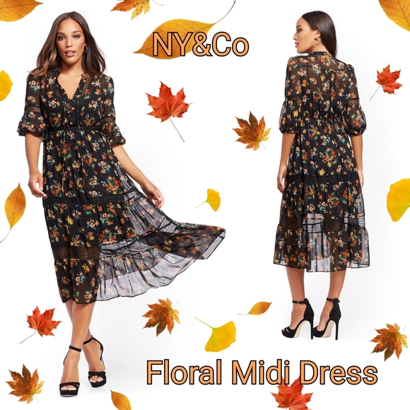 NY&Co Floral Midi Boho Dress